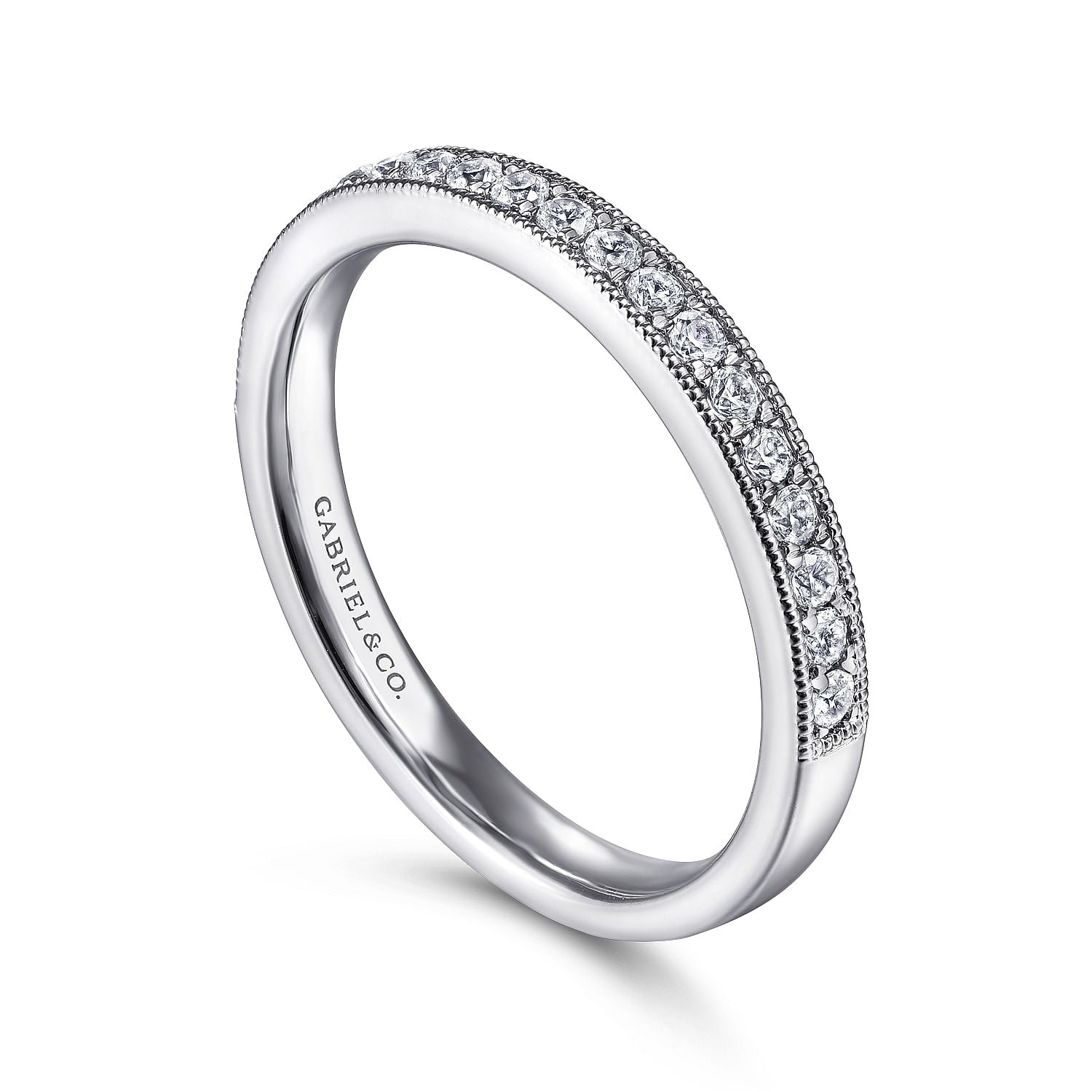 Gabriel & Co. Micro Pavé Diamond Wedding Band with Milgrain