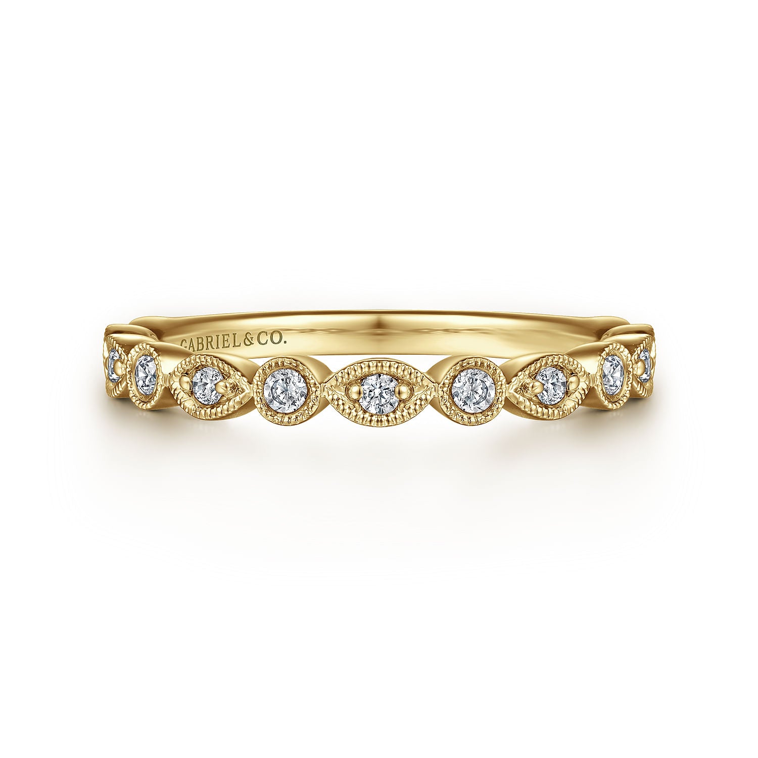 Gabriel & Co. Vintage Inspired Marquise and Round Station Diamond Anniversary Band