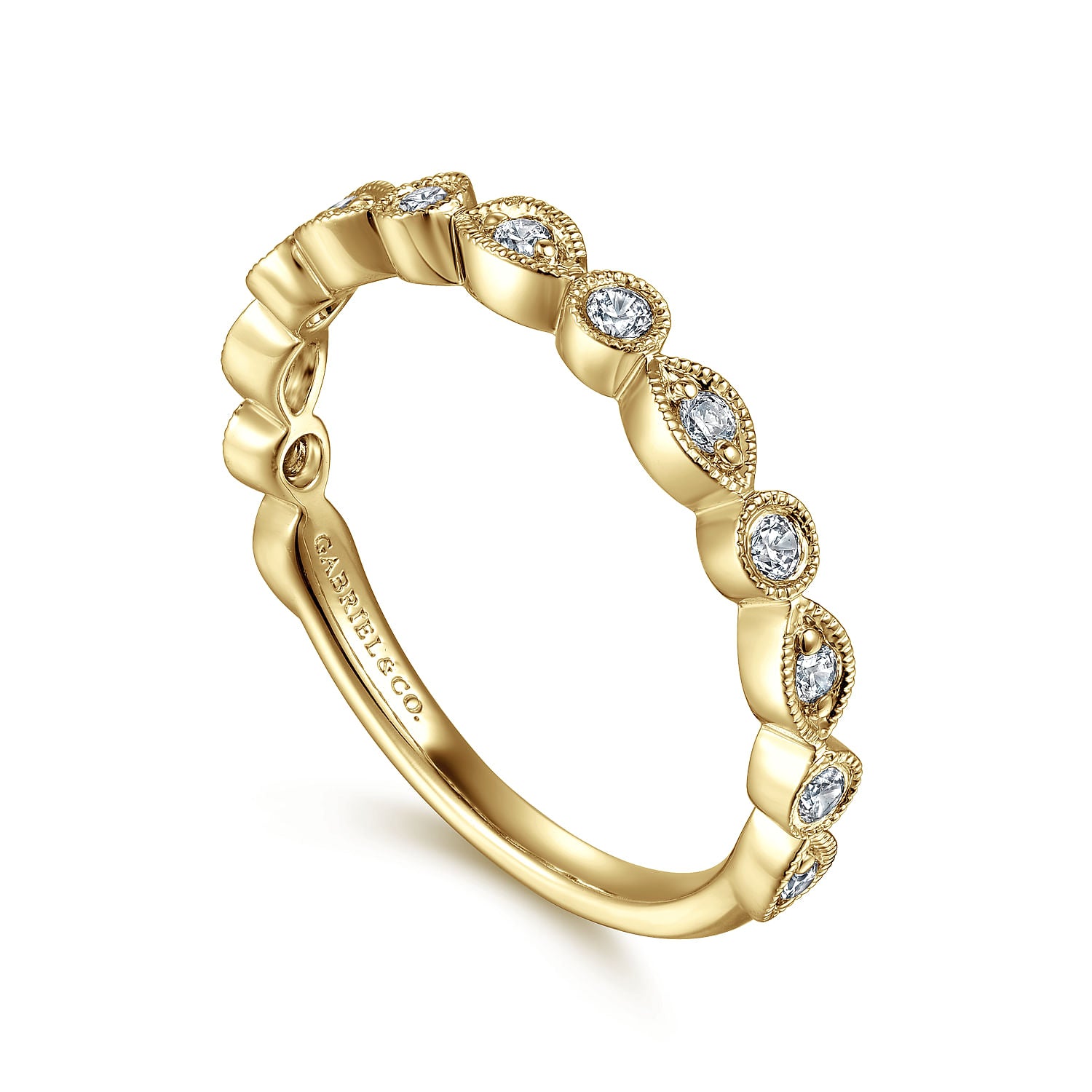 Gabriel & Co. Vintage Inspired Marquise and Round Station Diamond Anniversary Band