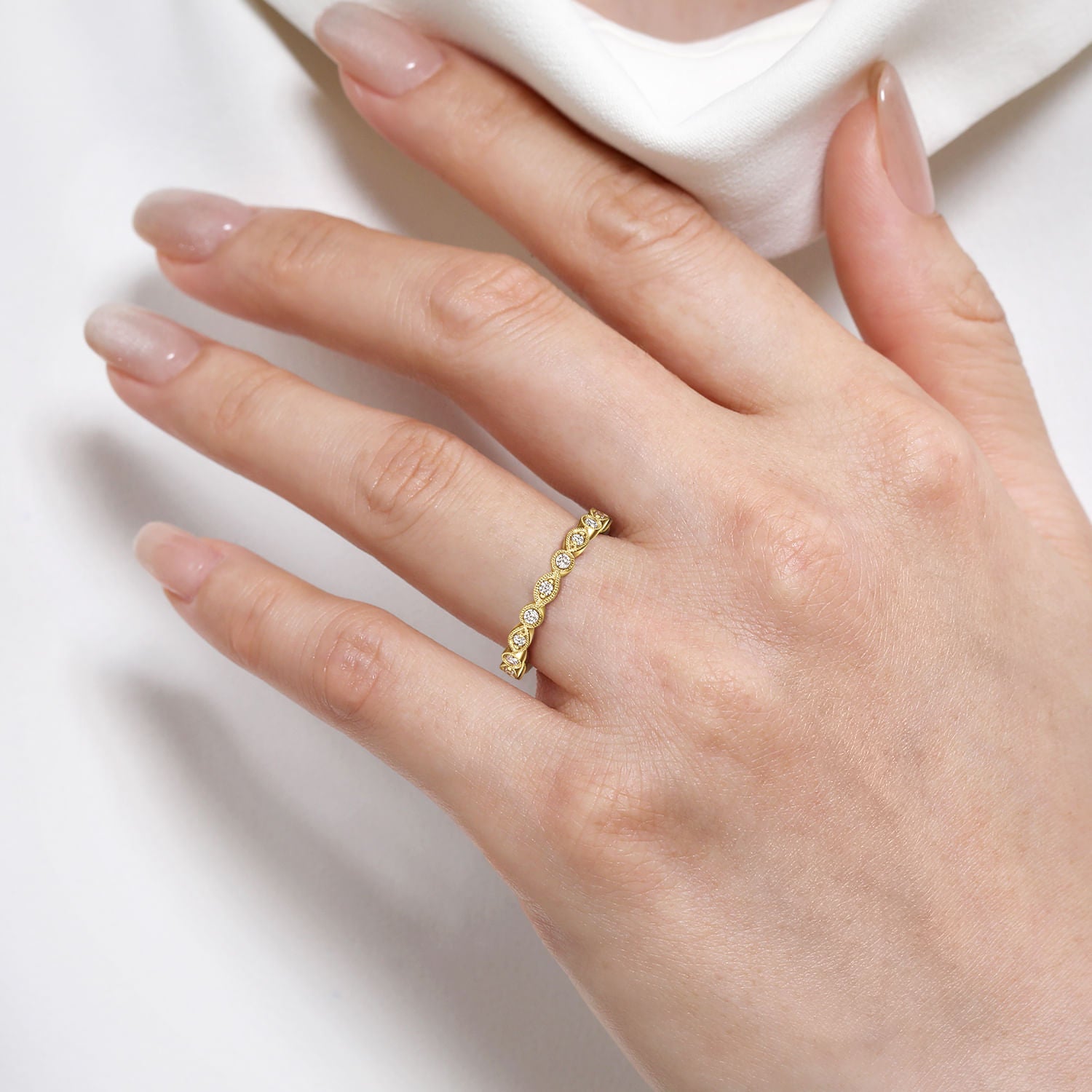 Gabriel & Co. Vintage Inspired Marquise and Round Station Diamond Anniversary Band