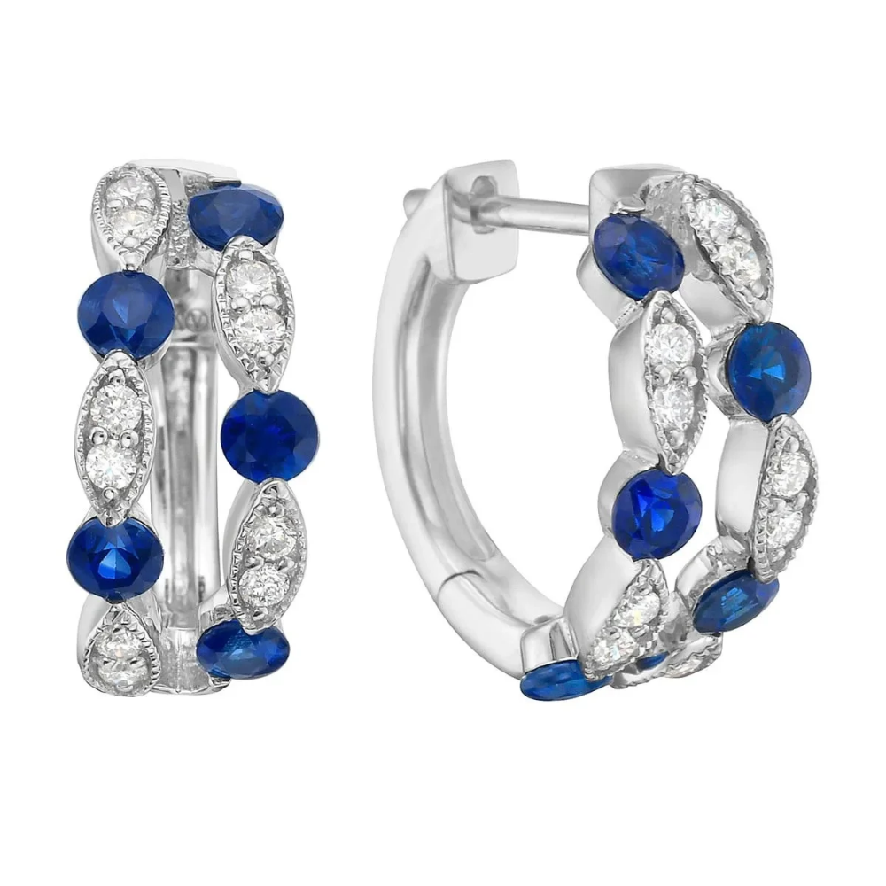 Sapphire and Diamond Hoop Earrings