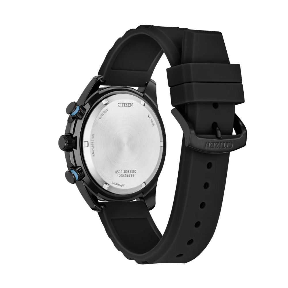 44.8mm Brycen Citizen Eco-Drive Watch
Black Dial with Blue Details, B