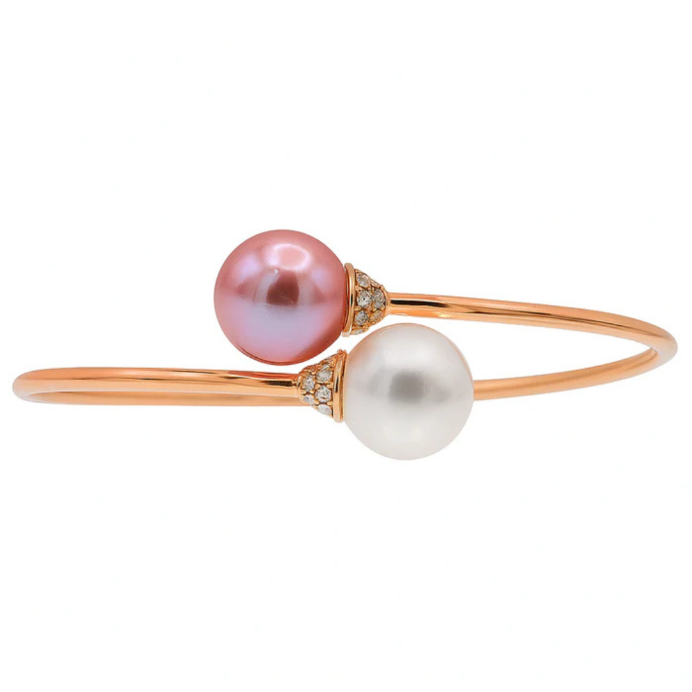 Pink and White Pearl Bypass Bangle