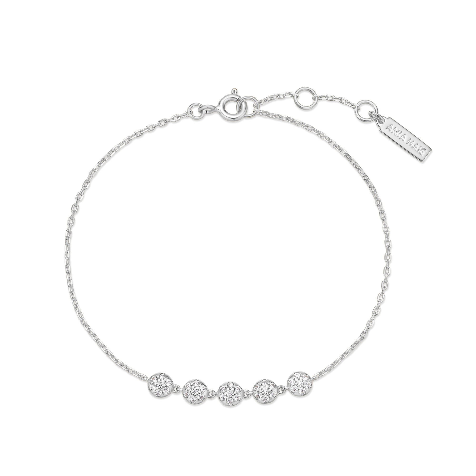 Silver Pavé CZ Multi Beaded Chain Bracelet