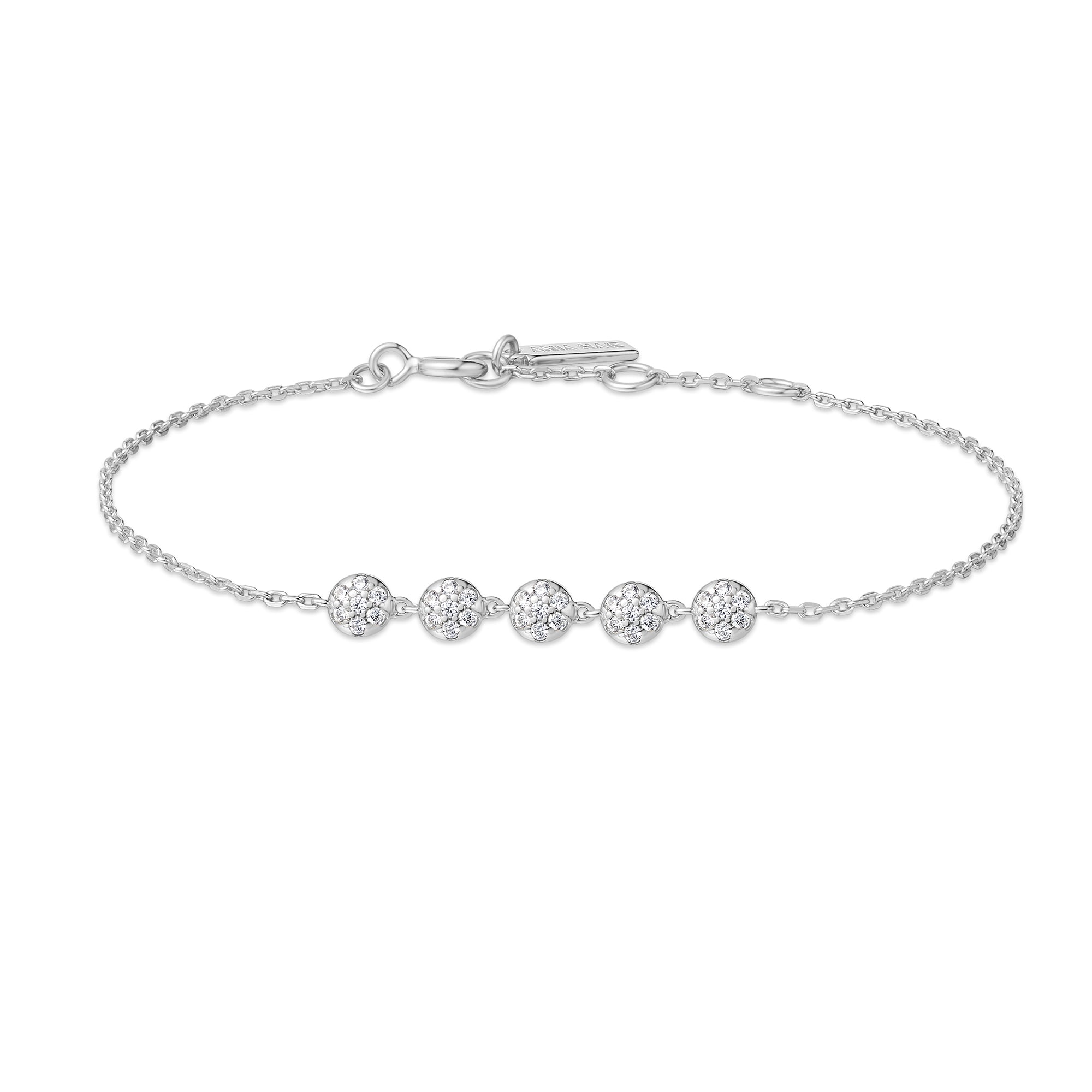 Silver Pavé CZ Multi Beaded Chain Bracelet
