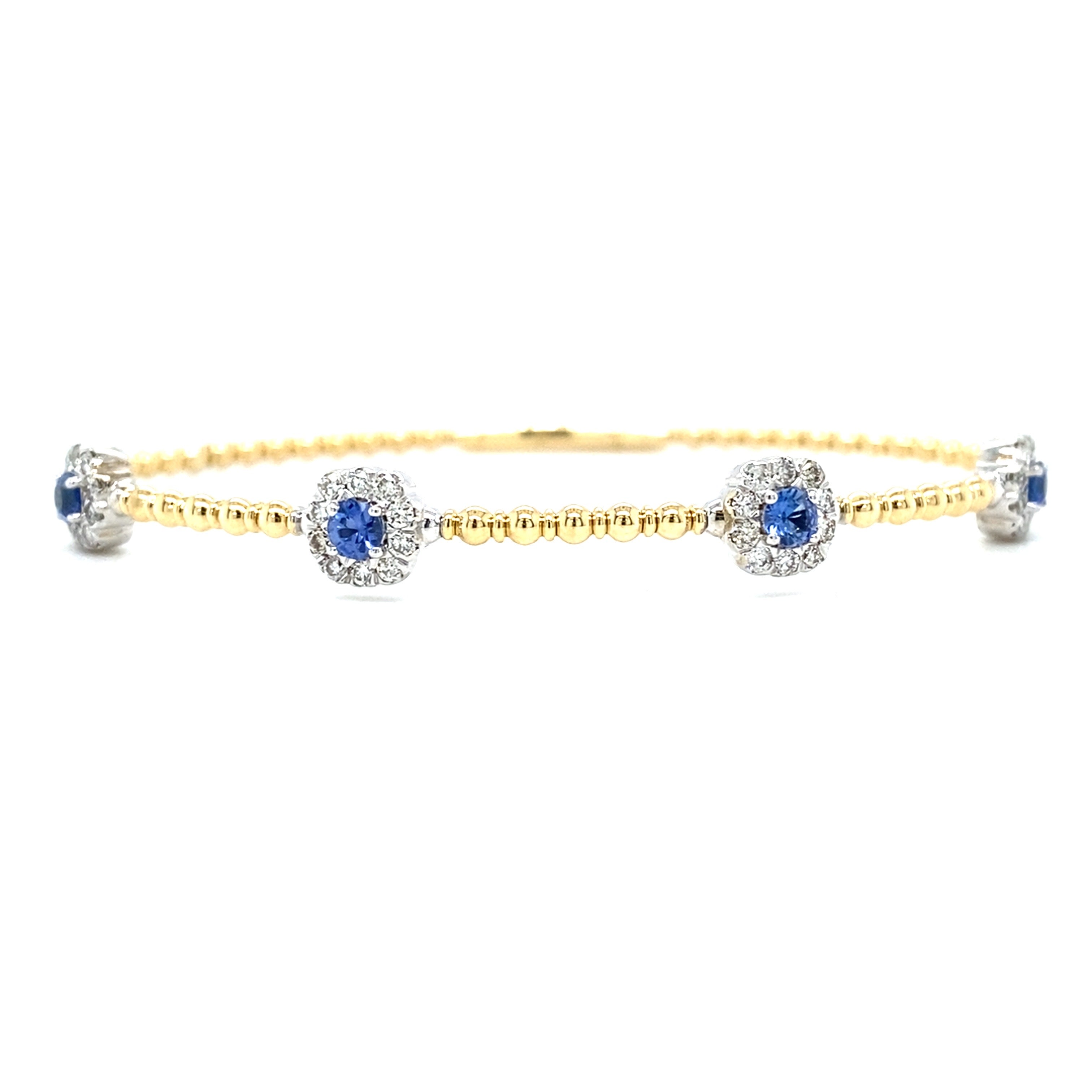 Sapphire & Diamond Halo Flex Bangle Bracelet