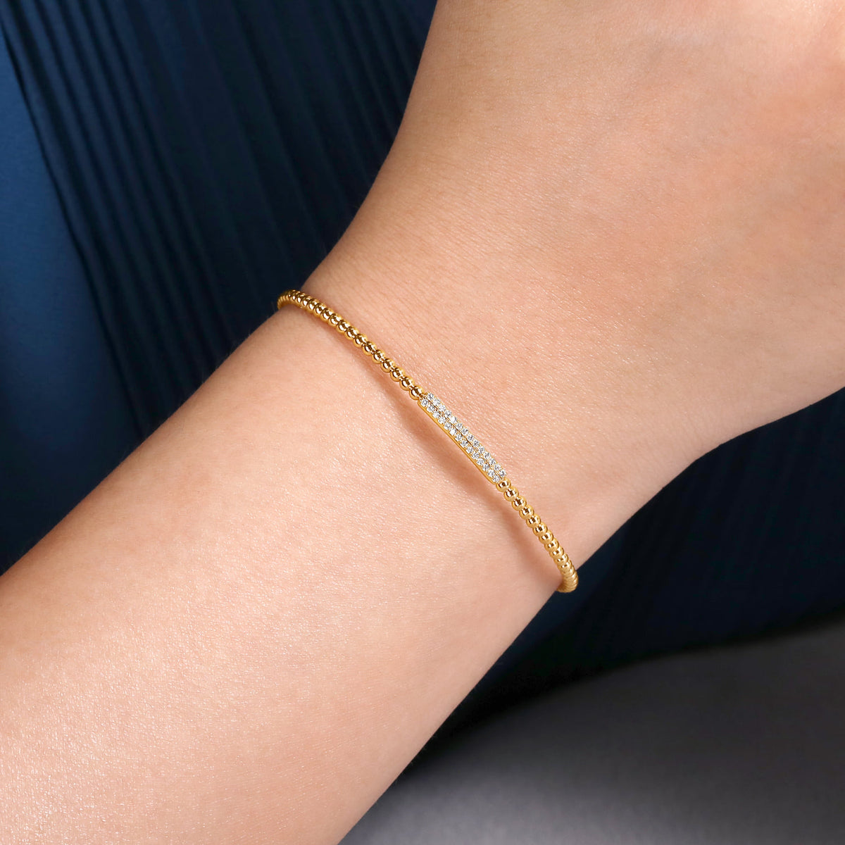 Gabriel & Co. Bujukan Bead Bangle with Diamonds