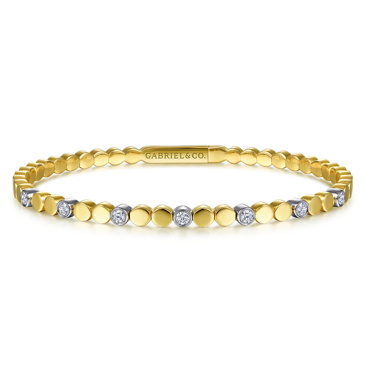 Gabriel & Co. White-Yellow Gold Diamond Bangle