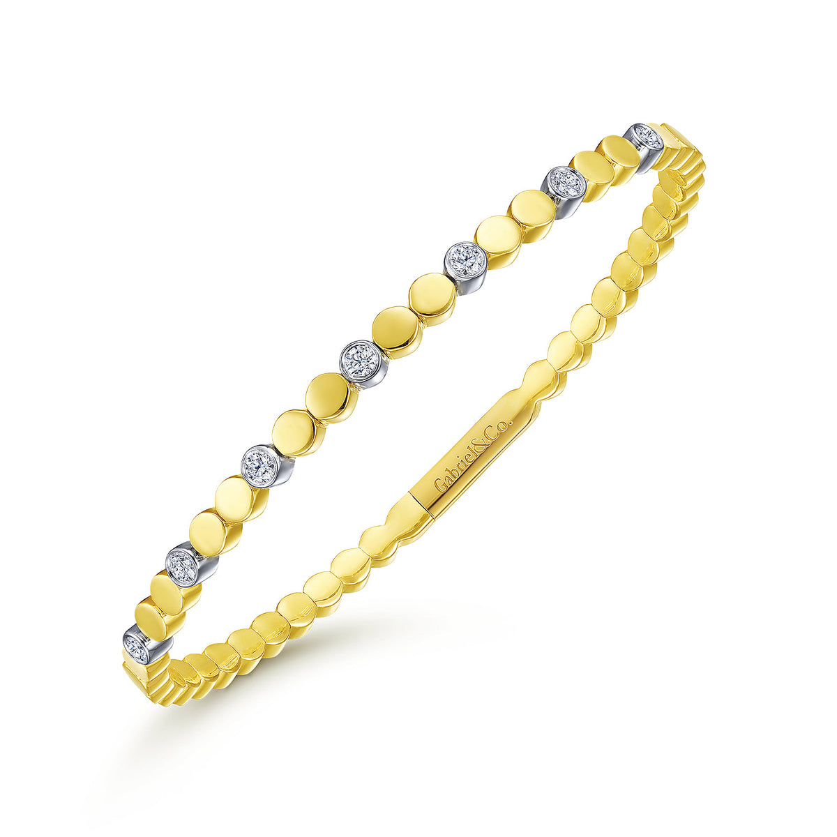 Gabriel & Co. White-Yellow Gold Diamond Bangle