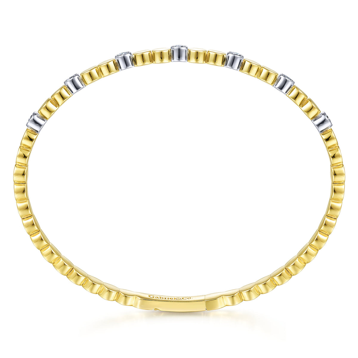 Gabriel & Co. White-Yellow Gold Diamond Bangle