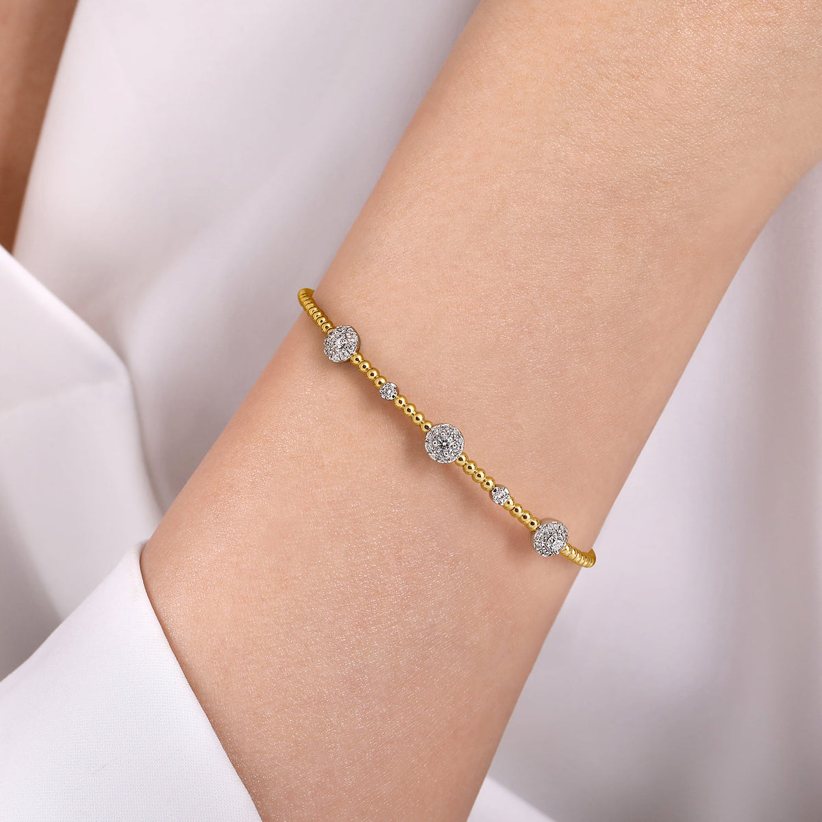 Gabriel & Co. Bujukan Diamond Cluster Stations Bangle