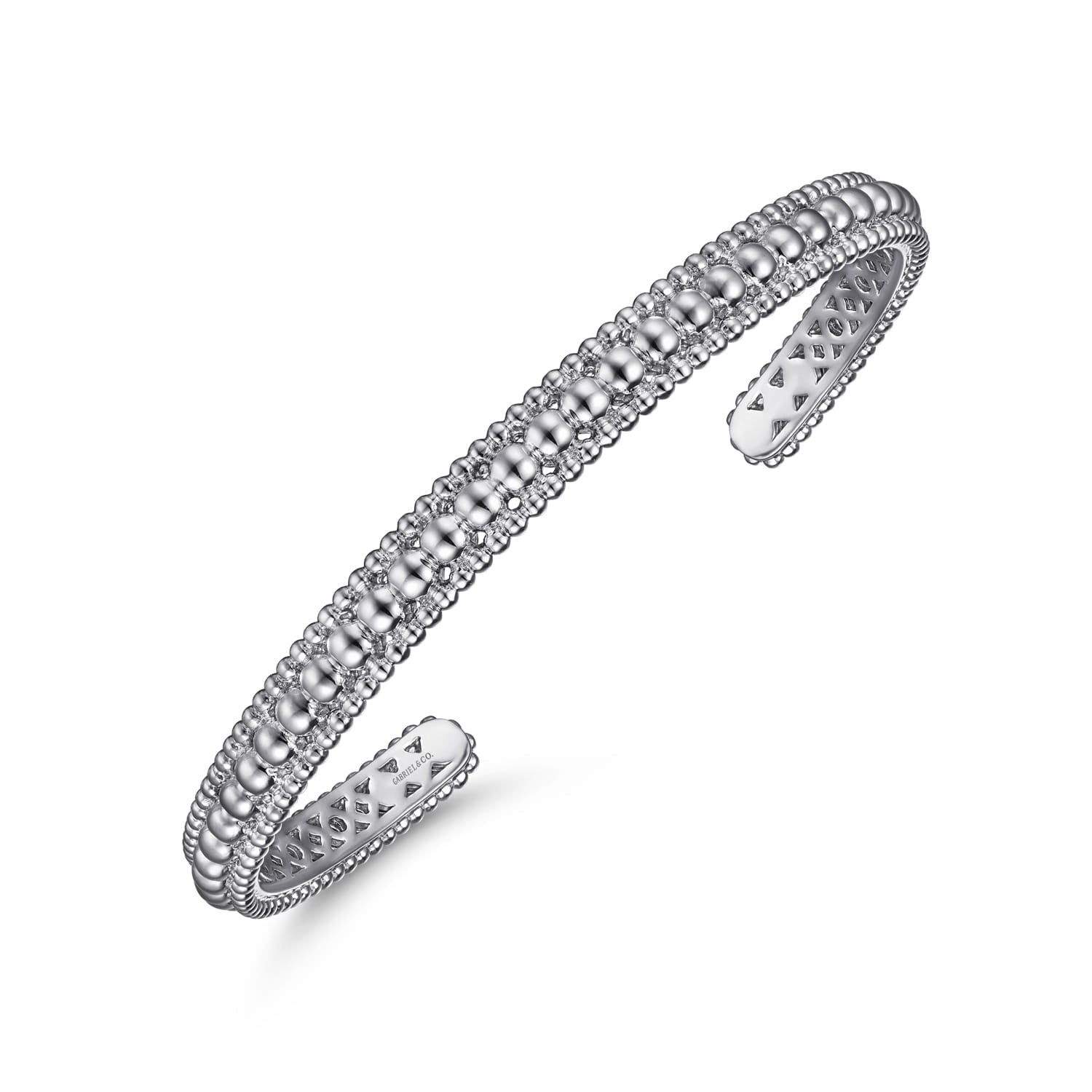 Gabriel & Co. Sterling Silver Bujukan Beaded Open Bangle