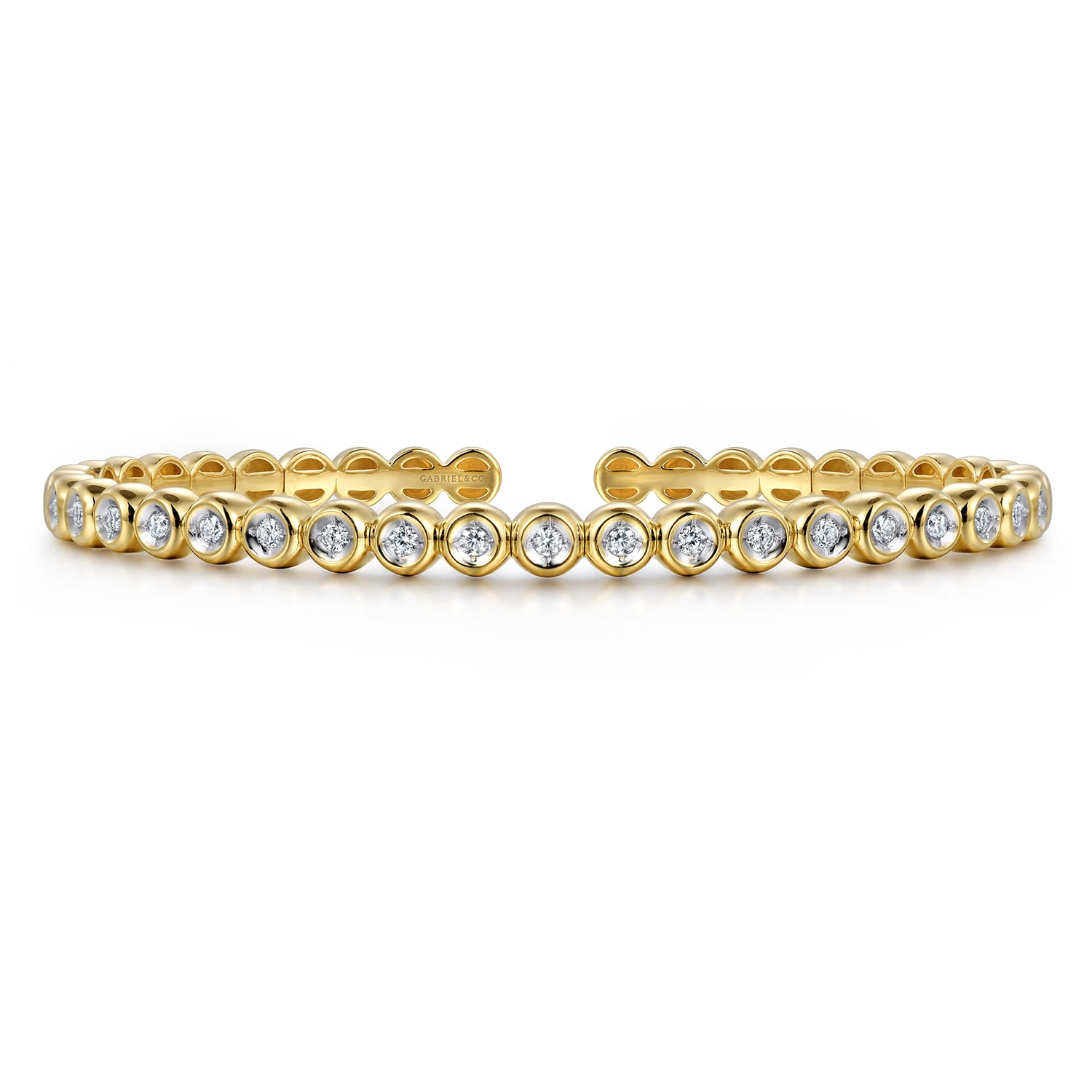 Gabriel & Co. Bezel-Set Diamond Station Open Bangle