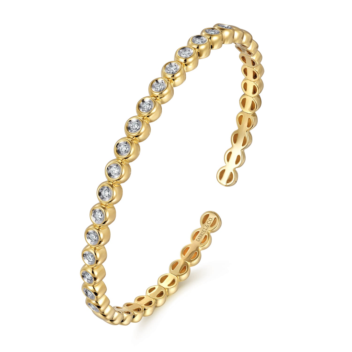 Gabriel & Co. Bezel-Set Diamond Station Open Bangle