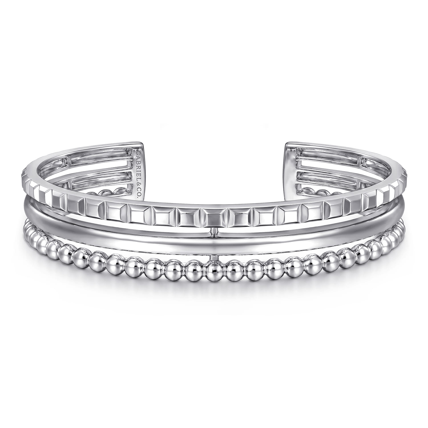 Gabriel & Co. Bujukan and Pyramid Triple Row Bangle