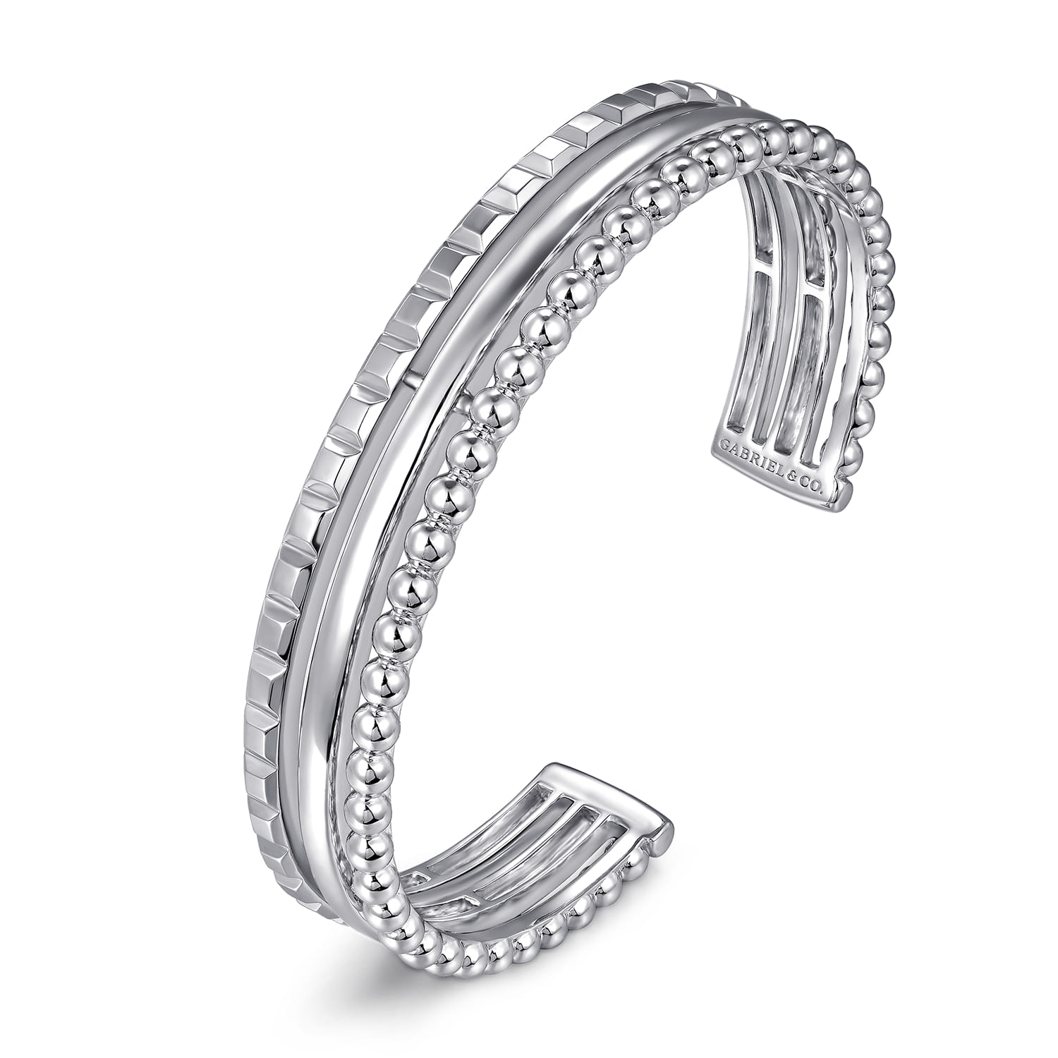 Gabriel & Co. Bujukan and Pyramid Triple Row Bangle