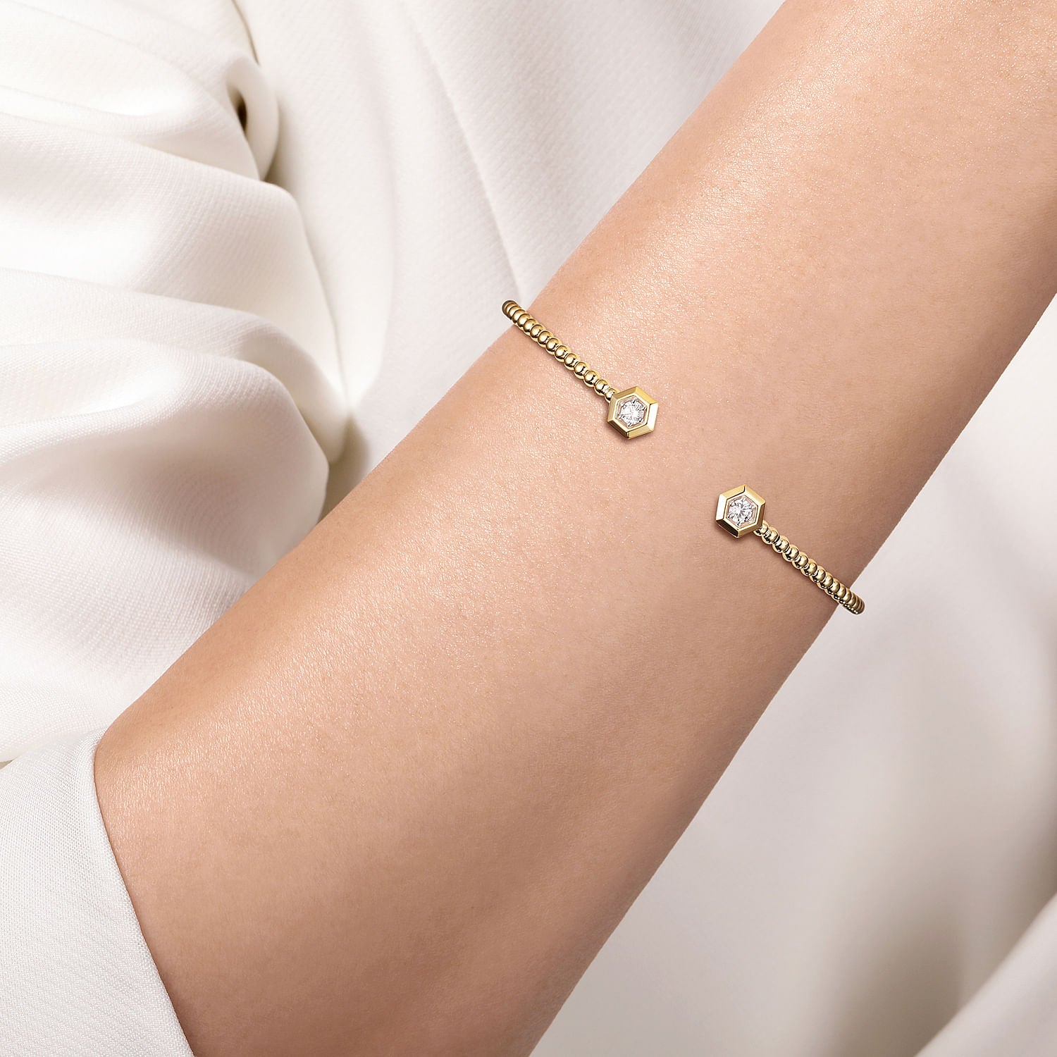 Gabriel & Co. Bujukan Beads and Diamond Split Bangle Bracelet