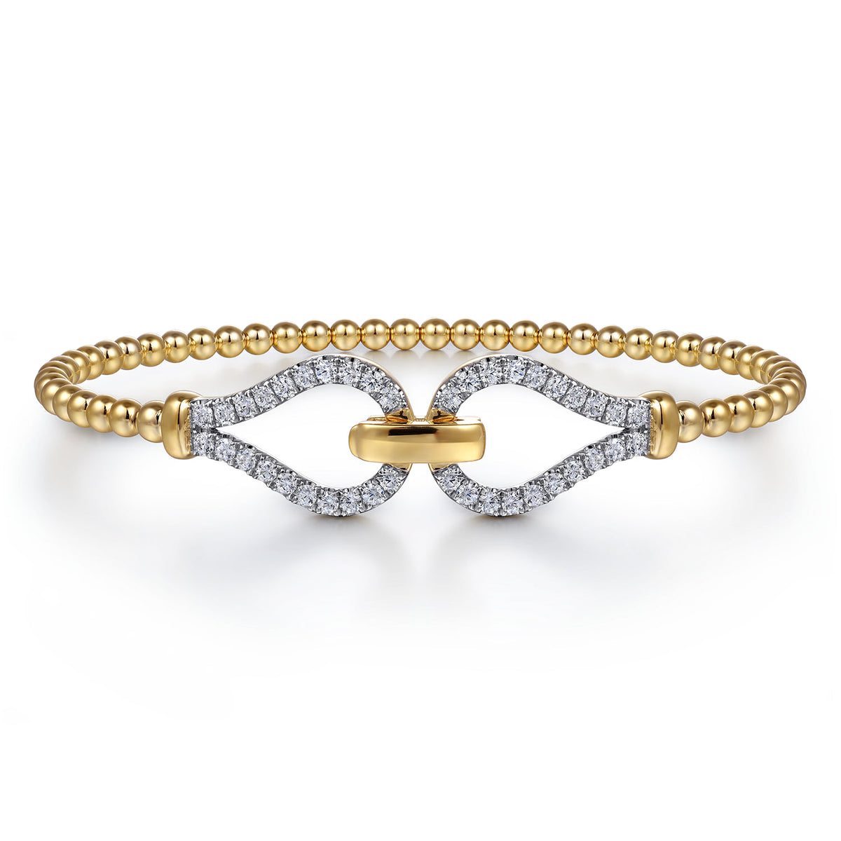 Gabriel & Co. Beaded Diamond Closed Stirrup Bangle Bracelet