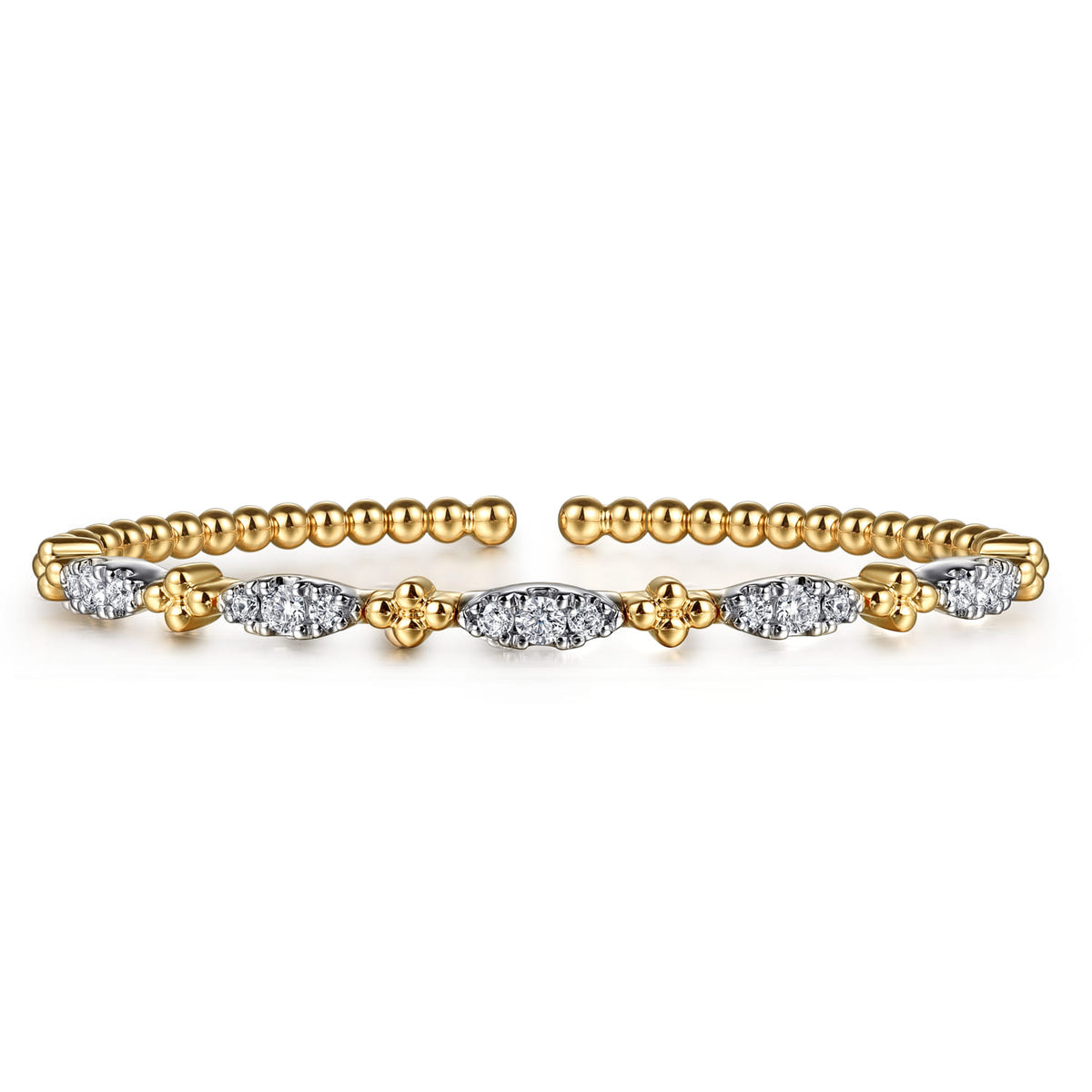 Gabriel & Co. Bujukan Clover and Diamond Station Split Bangle Bracelet