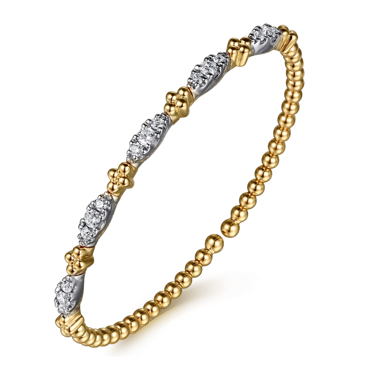 Gabriel & Co. Bujukan Clover and Diamond Station Split Bangle Bracelet