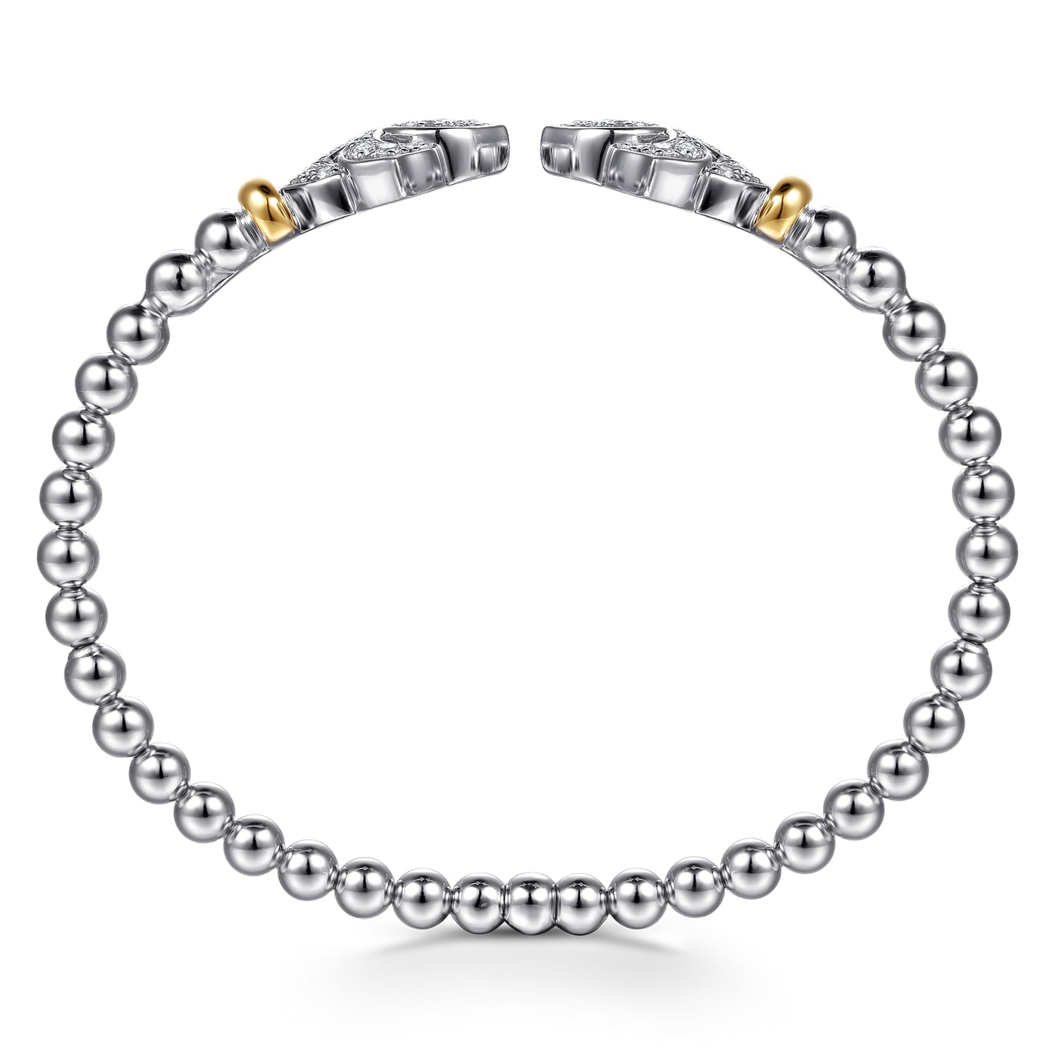 Gabriel & Co. Bujukan Beads and White Sapphire Flower Split Bangle Bracelet