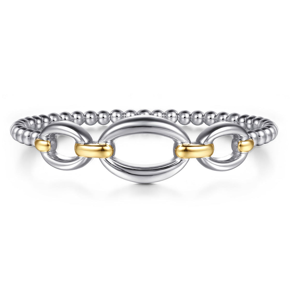Gabriel & Co. Two-Toned Bujukan Beaded Link Closed Bangle Bracelet