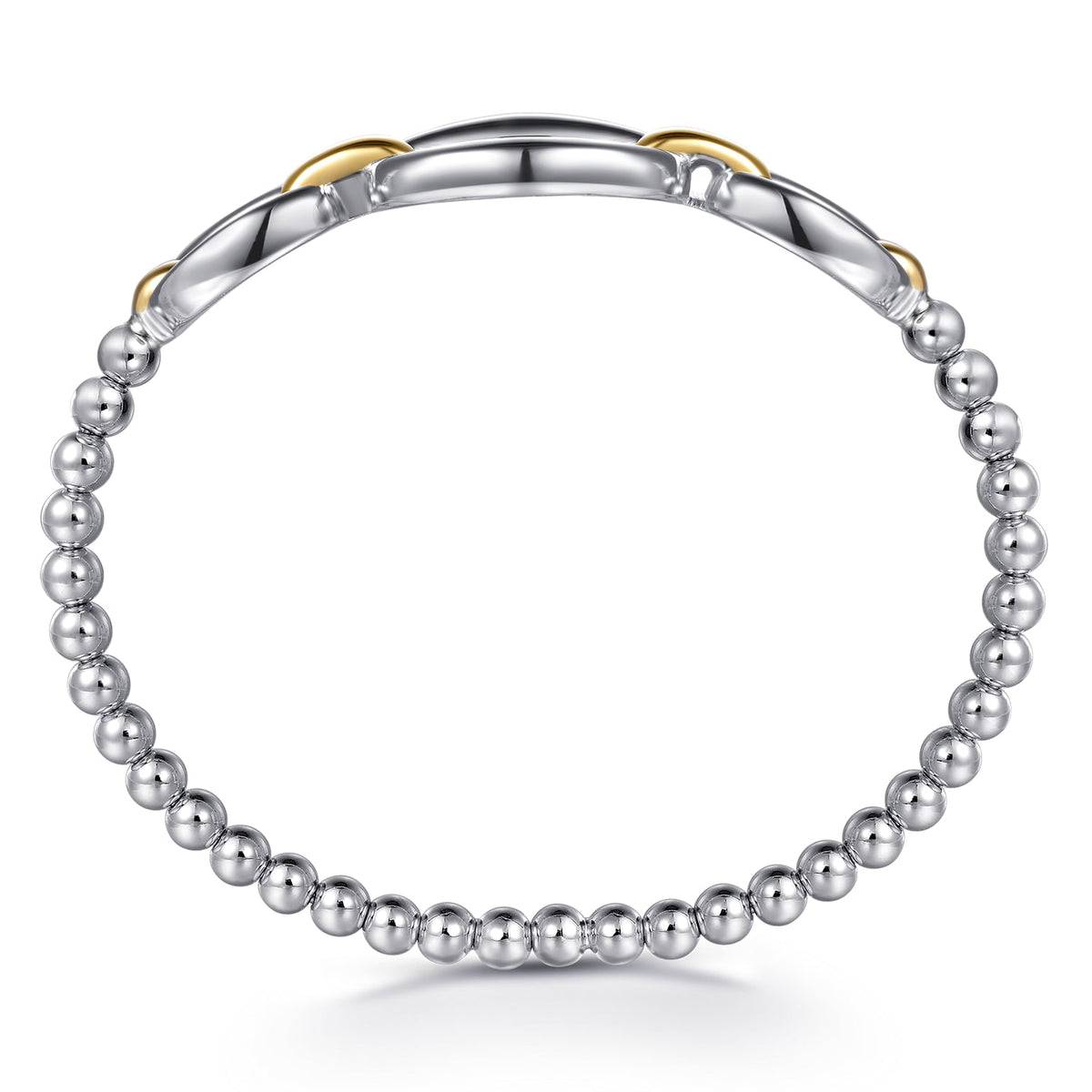 Gabriel & Co. Two-Toned Bujukan Beaded Link Closed Bangle Bracelet