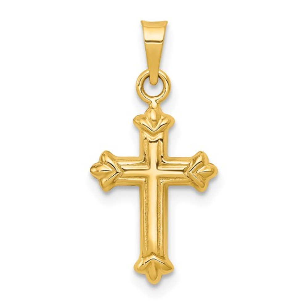 Fleur de Lis Hollow Cross Pendant Charm