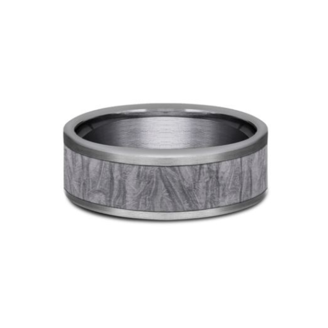Benchmark "The Loom" Fabric Patterned Center Straight Edges Wedding Band