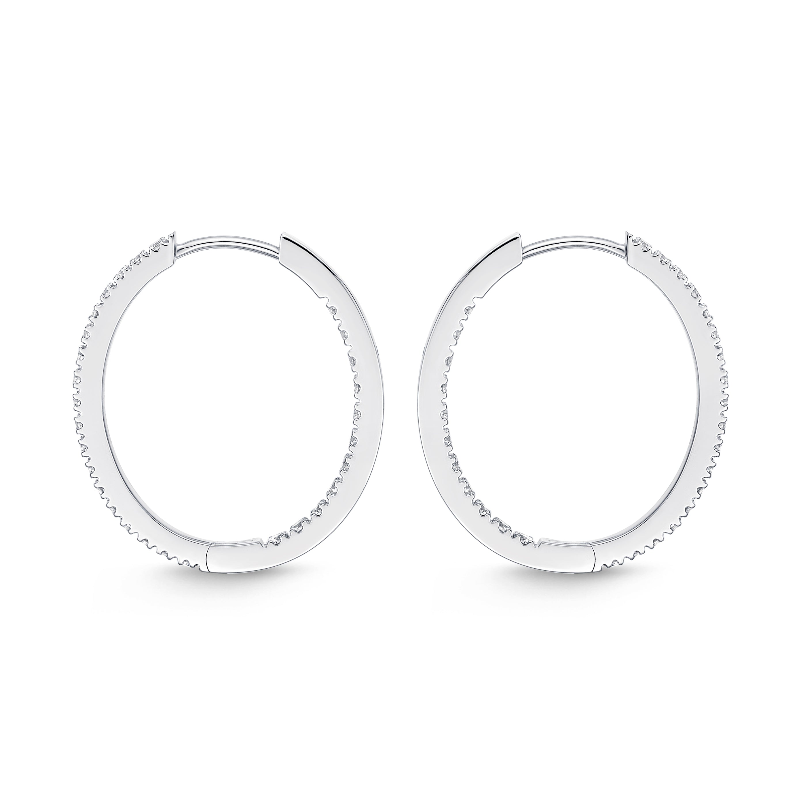 Memoire Oval Diamond Hoop Earrings