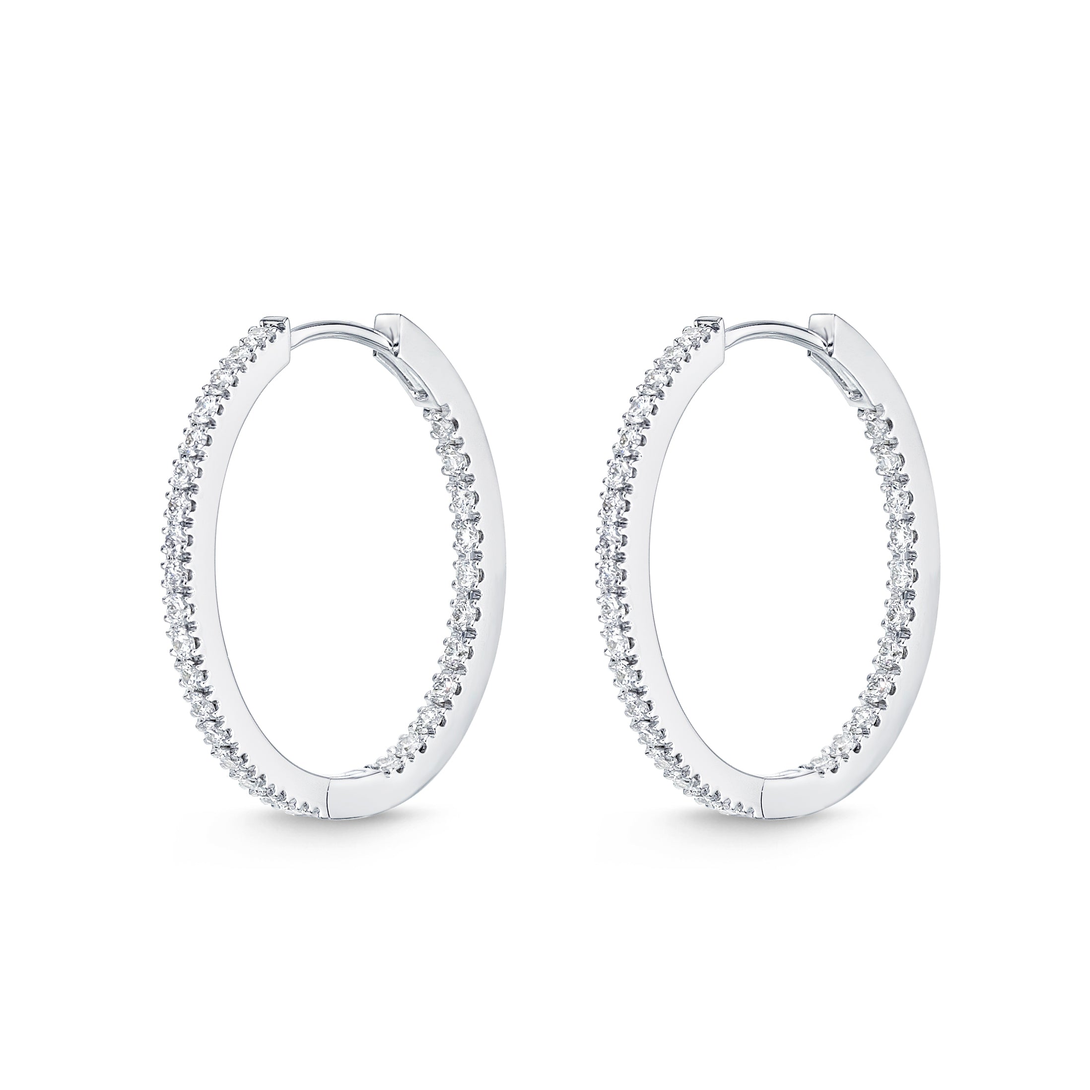 Memoire Oval Diamond Hoop Earrings