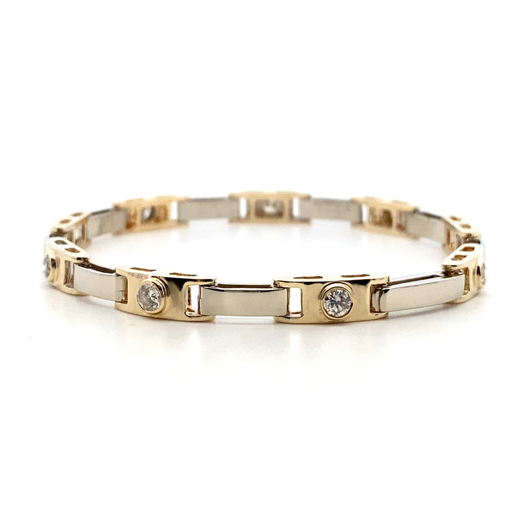 Two Tone Bezel Set Diamond Bracelet