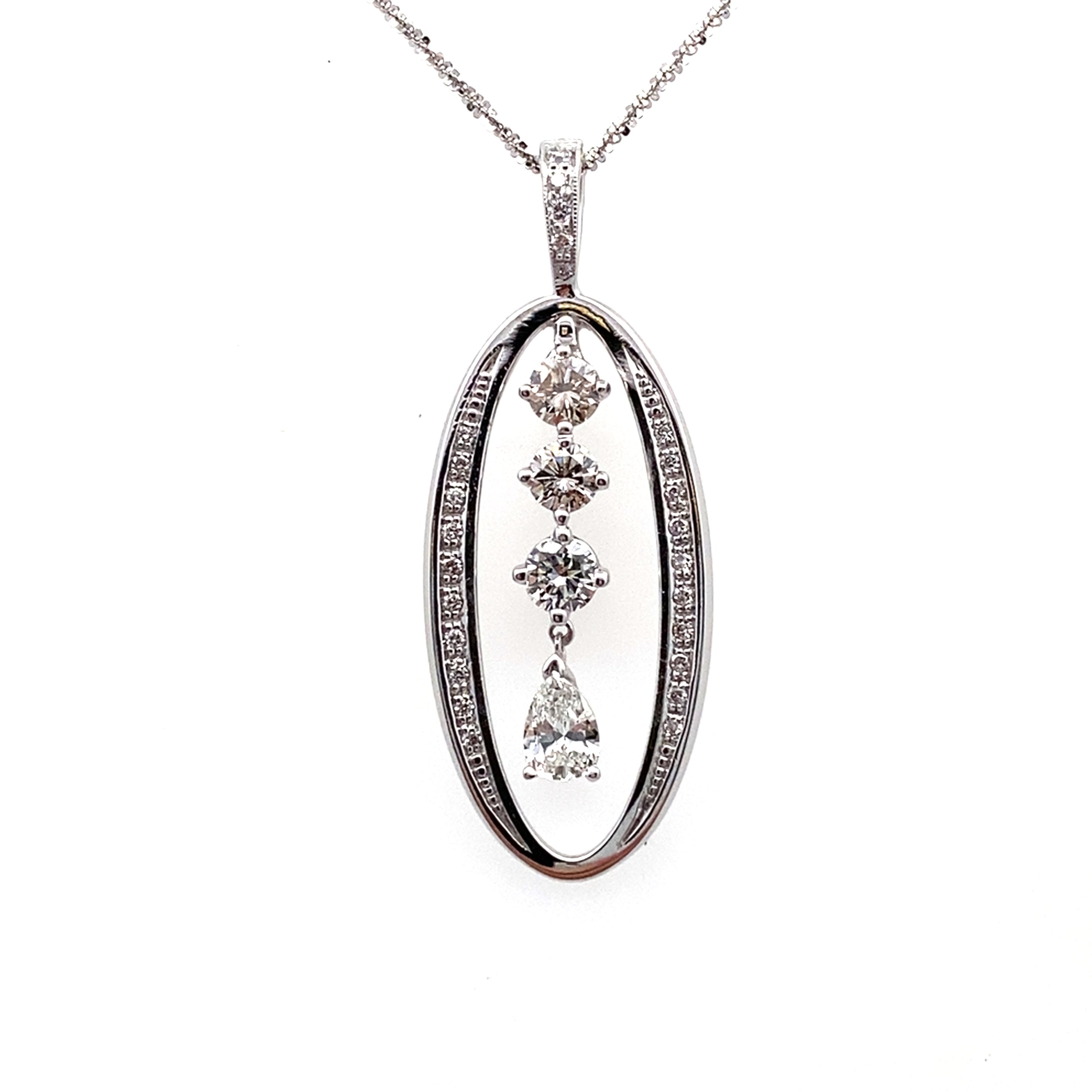 Oval Multi Diamond Pendant