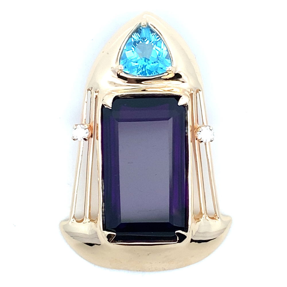 Amethyst & Blue Topaz Statement Pendant