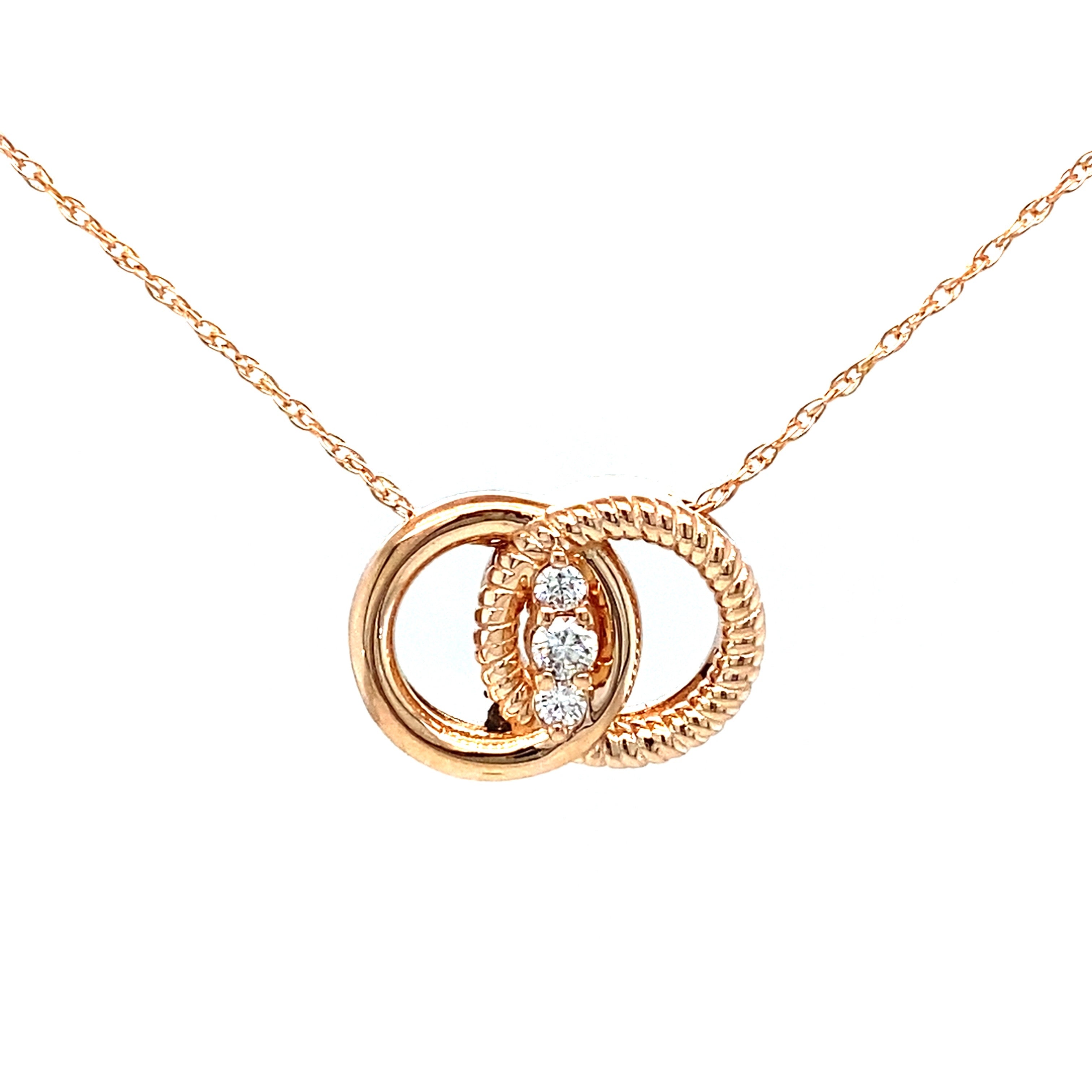 Polished & Rope Twist Diamond Marriage Symbol Pendant