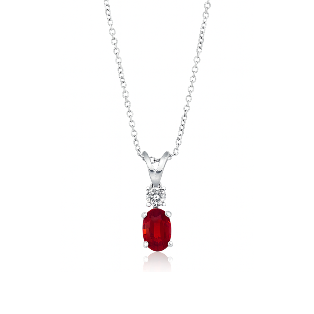 Oval Ruby and Diamond Pendant