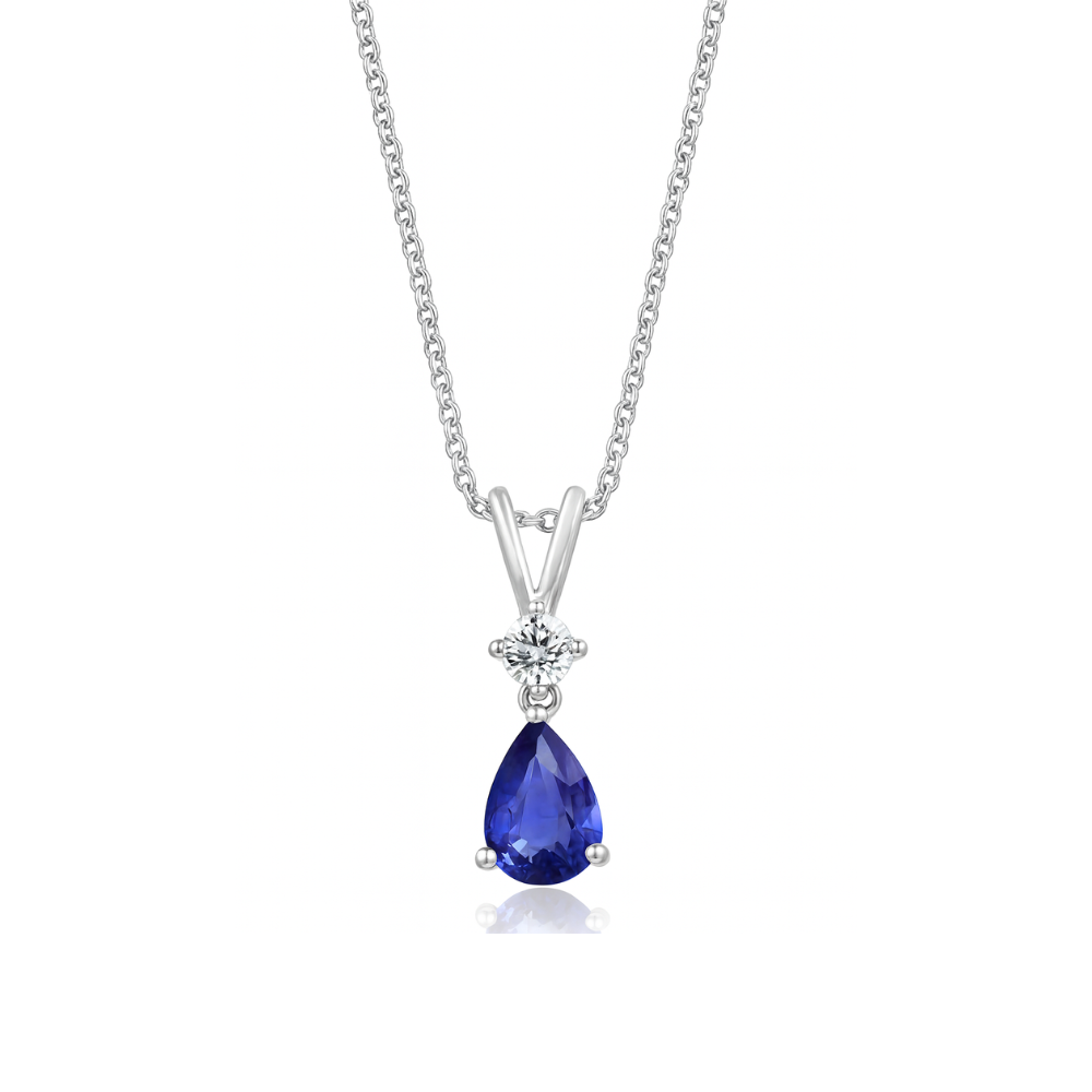 Pear-Shaped Sapphire and Diamond Pendant