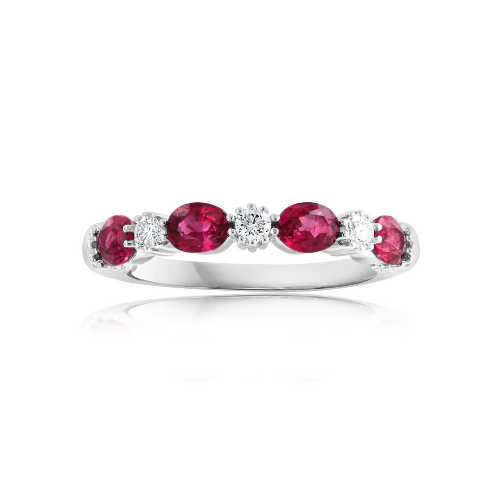 Alternating Ruby and Diamond Ring