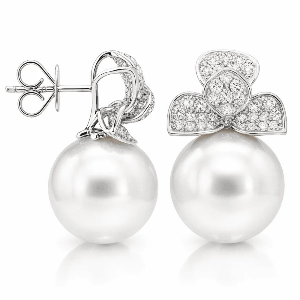 South Sea Pearl and Diamond Earrings