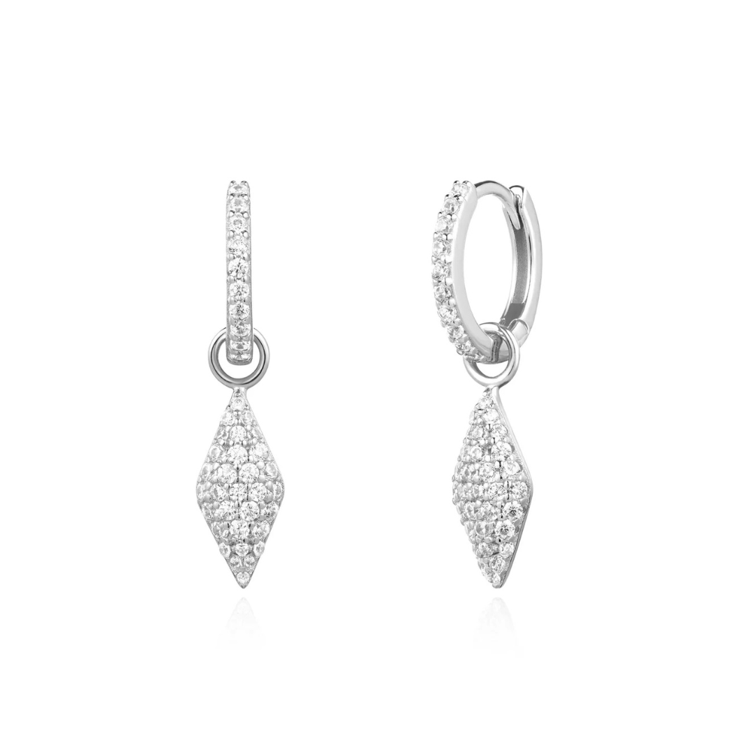 Silver Pavé Sparkle Huggie Hoop Earrings