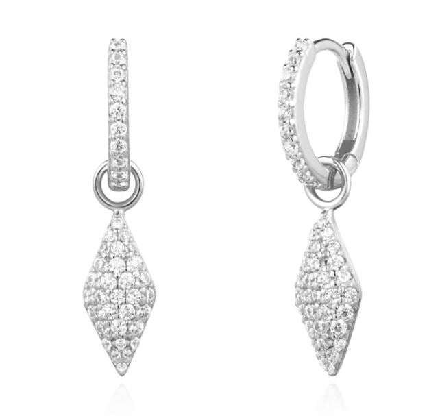 Silver Pavé Sparkle Huggie Hoop Earrings