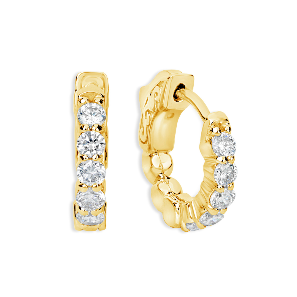 1.97 Carat Shared Prong Diamond Hoop Earrings