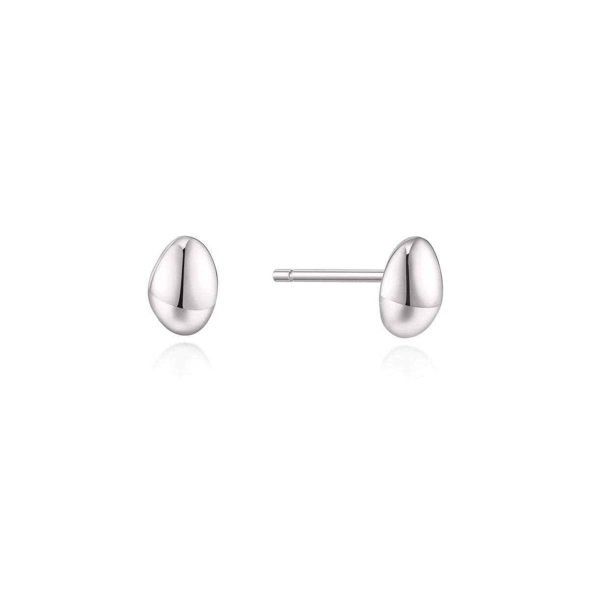 Silver Organic Dome Pebble Stud Earrings