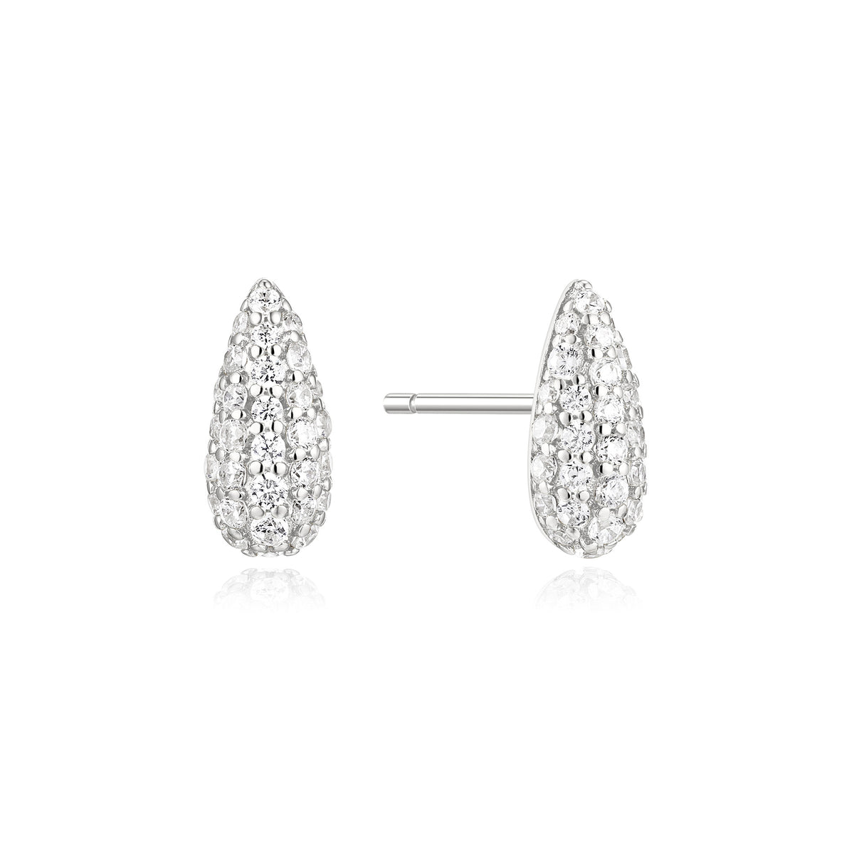 Silver Pave Dome Stud Earrings