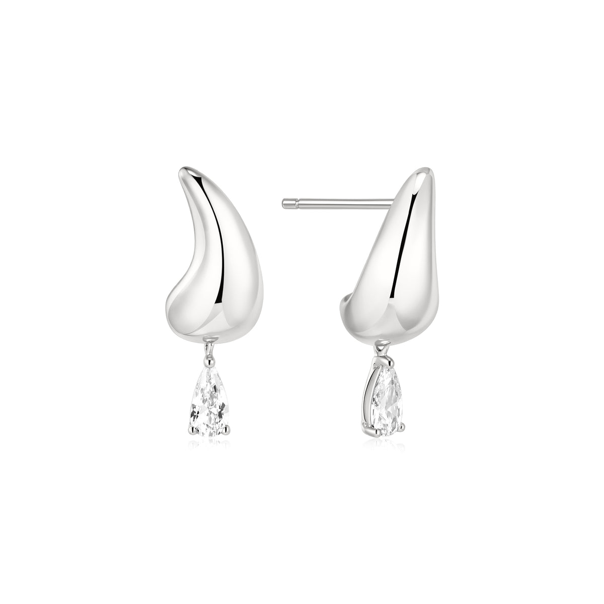 Silver Curved Teardrop Dangle