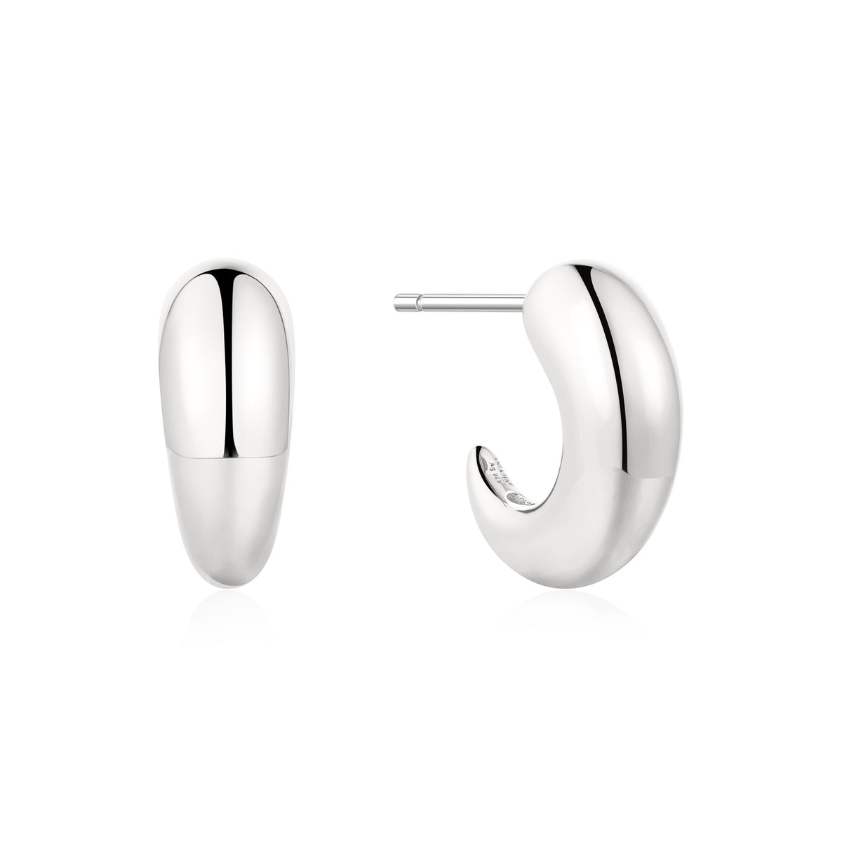 Silver Dome Stud Hoop Earrings