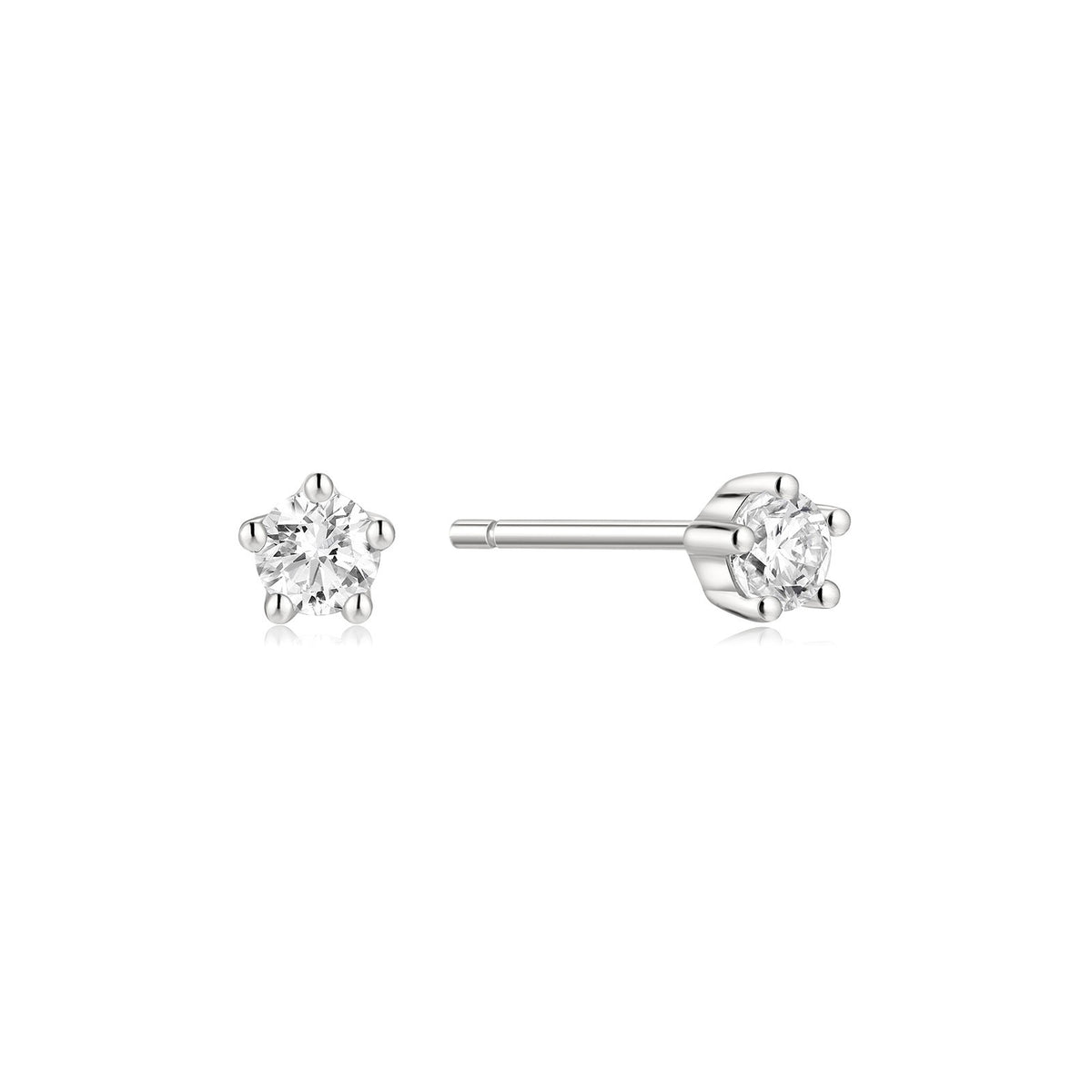 Silver Mini Five-Prong Sparkle Stud Earrings