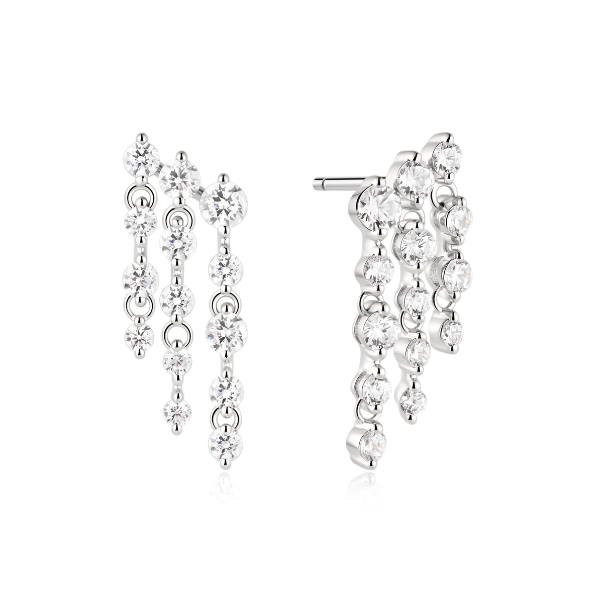 Silver Triple Fringe Earrings