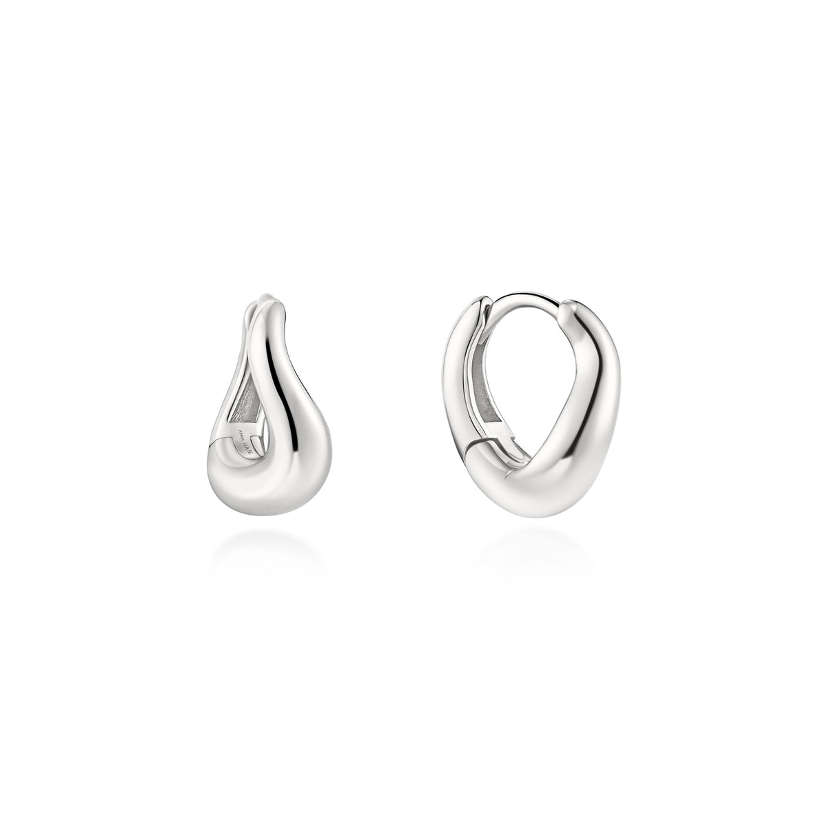 Silver Wave Huggie Hoop Earrings