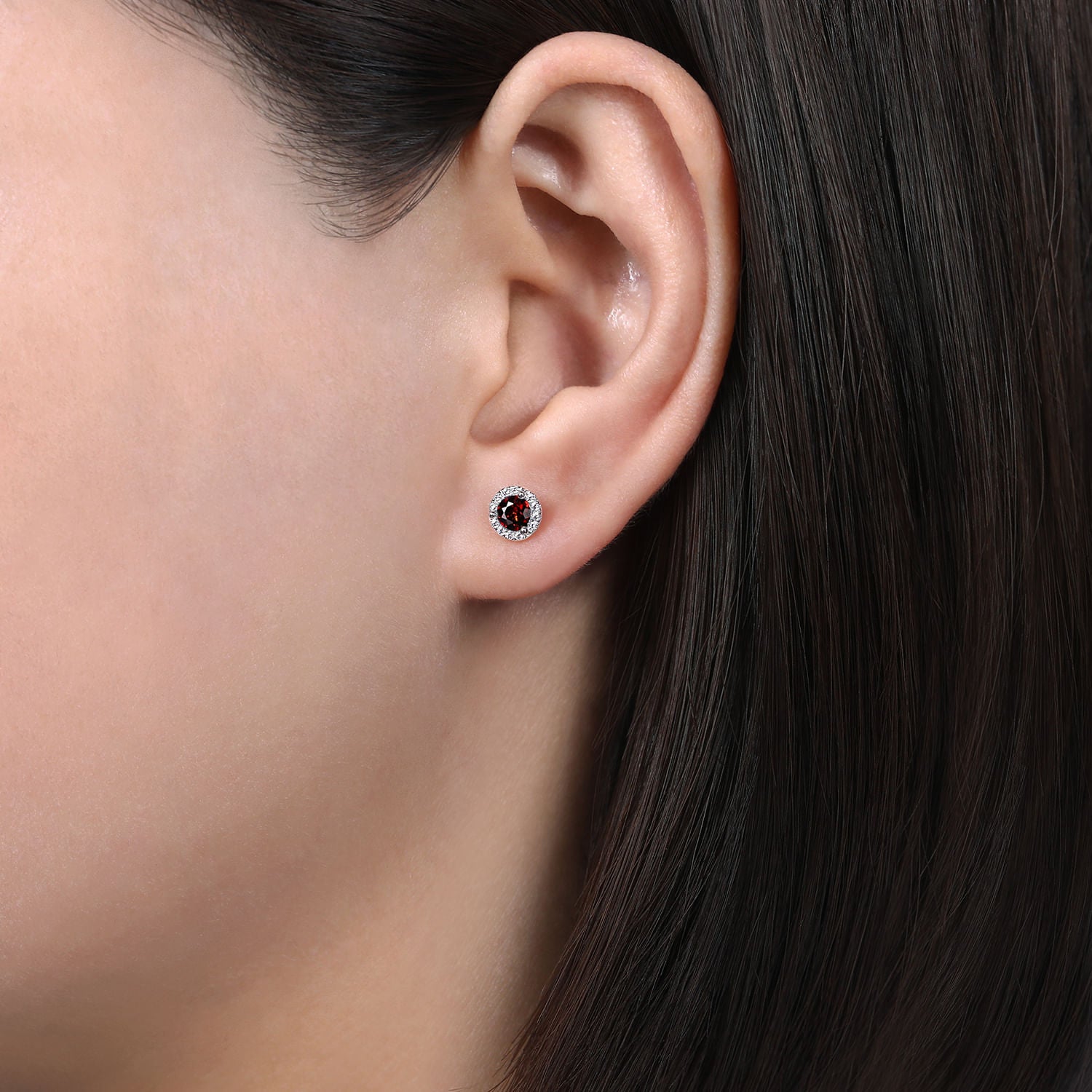 Gabriel & Co. Garnet and Diamond Stud Earrings